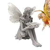 Linsition Sitzende Feenstatue,Antike Kunstharz-Engel basteln Heim-Tischdekoration - Gartenstatue Outdoor Indoor Figur Sunflower Fairy