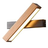 LED drehbare Wandleuchte Holz 360° schwenkbare Wandleuchte 3 Farbtemperatur Wohnzimmer moderne Flurlampe Bettlampe Schlafzimmer Wandbeleuchtung Innen für Treppe (schwarz)