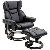 HOMCOM Relaxsessel mit Massagefunktion Fußhocker Massagesessel Sessel mit Liegefunktion Kunstleder Schwarz 79 x 82 x 101 cm