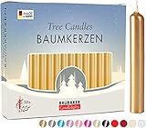 Brubaker 20er Pack Baumkerzen Wachs - Weihnachtskerzen Pyramidenkerzen Christbaumkerzen - Gold