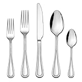 Besteck Set, Homikit 30 teilig Besteckset Essbesteck für 6 Personen, Edelstahl poliert Besteck mit Messer/Gabel/Löffel für Haus Küche Restaurant, Perlen-Rand Griff, Spülmaschinenfest
