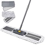 Midyb Bodenwischer 100cm Breit, Groß Flacher Wischmopp mit 154cm Teleskopstiel, inkl. 2 Microfaser & 1 Baumwolle Moppkopf, Profi Wischer für Büro, Hotel, Mall Bodenreinigung (Grau)