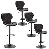 EUGAD 0665BY-4 4X Barhocker Bistrohocker Designer Hocker Tresenhocker Retro höhenverstellbar und 360° drenbar mit Rückenlehne aus Kunstleder Metall Anthrazit