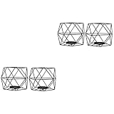 Alipis 4 Stück Geometrische Kerzenständer-Ornamente Tischdekoration Hochzeit Tischdekoration Rustikale Tischdekoration Hohle Kerzenhalter Metall-Kerzensäulenhalter Sechseckiger