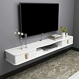 Schwebender TV-Ständerschrank, Lochdesign, Wandmontage aus Holz, TV-Regal mit Zwei Schubladen, zur Aufbewahrung von Projektor-Router-Set-Top-Box/A / 130 cm/B/130 cm