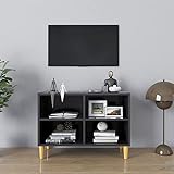 BULANED TV-Schrank, Fernsehtisch, Tv Lowboard, Fernsehschrank, Tv Bank, Tv Table, Tv Kommode, mit Massivholz-Beinen Grau 69,5x30x50 cm