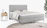 MKS MEBLE Boxspringbett - Doppelbett mit Multipocket-Matratze - Modern Bett - Praktisch Polsterbett mit Kopfstütze - Deko Bed Macan 200x200cm - H4 Grau Paros