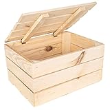 Creative Deco Große Holzkiste mit Deckel | 40 x 30 x 22cm | Holztruhe mit Deckel | Vintage Deko Holzbox | Geschenke Holzbox KistePerfekt als Geschenkbox Weinkiste Spielzeugkiste Aufbewahrungsbox