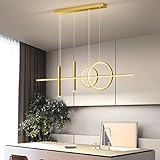 Bellastein Hängeleuchte LED Pendelleuchte esstisch Pendellampe, Dimmbar Mit Fernbedienung Kronleuchter Höhenverstellbarer Hängelampe Wohnzimmer Esszimmer Studie Landhaus Pendellampe (Golden, 100cm)