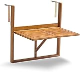 便利100 Balkon HäNgetisch, Korrosions Sonnenschutz Aus Hartholzmaterial Klapptisch Holz, Kleiner Balkontisch StüTzen Sie 3-18cm Dickes GeläNder