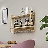 PAREKS Wandmontierte Regale, industrielles Metall-Hängeregal, 2-stöckiges Holzregal, schwimmende Regale, Wohnzimmer-Küchen-Lagerregal (Size : 100cm)