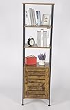 PACHIRA E-Commerce Hohes Bücherregal, schmales Bücherregal, Metallrahmen mit Türen, freistehende Aufbewahrungsregale für Zuhause, Büro, Vintage-Industrie-Stil, 27,9 cm L x 43,2 cm B x 154,9 cm H