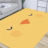 DJHWWD kurzfloorteppiche Cute Cartoon Schlafzimmer Wohnzimmer Antirutsch Für Teppich gelb Balkon Teppich Wetterfest130x190CM