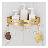 MAVNES Wandregal Bad-Eckregal, Wand-montiertes Badezimmerregal, gebürstetes Gold-Aluminium-Bade-Duschfernboden, Bad-Shampoo-Halter-Eckregal Badezimmer Regal (Color : R Brushed Gold 1)