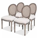 YUMENG Esszimmerstühle 4 STK., Küchenstühle, Essstühle, Esstisch Stühle, Dining Chairs, Armlehnstuhl, Living Room Chair, Stühle Esszimmer Set, Armlehnenstuhl, Creme Stoff