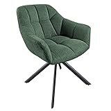 riess-ambiente.de Drehbarer Stuhl Papillon dunkelgrün Ziersteppung schwarzes Gestell drehbare Sitzschale Esszimmerstuhl Besucherstuhl Küchenstuhl