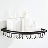 MAVNES Duschablage Ecke Messing Badezimmer Dusche Rack Eckregal, Schwarz Bad Duschregal, Badewanne Dusche Caddy Rack Halter, Wandmontage Badezimmerregal Badezimmer Regal (Color : Black Oil one Tier)