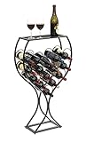 DanDiBo Weinregal Weinglas Design Metall Schwarz Flaschenregal stehend 100 cm 96211 für 15 Flaschen Schmiedeeisen