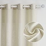 CUTEWIND Gardinen Leinen mit ösen Gardine Leinenoptik Vorhang Beige Halbtransparent 140x225cm(BxH) 2er Set Ösenvorhang Landhausstil Natur Leinenvorhänge für Schlafzimmer Kinderzimmer