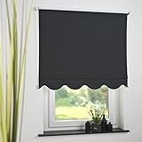deko-raumshop Verdunkelungsrollo Kettenzugrollo Seitenzugrollo Rollo mit Volant viele Größen Stoff verdunkelnd lichtundurchlässig gewellter Schnitt Sonnenschutz Hitzeschutz (210 x 180 cm, Schwarz)
