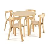GOPLUS 5-teiliges Kindersitzgruppe aus Bugholz mit 1 Tisch & 4 Stühlen, Kindertisch rund für Kindergarten Kinderzimmer Kindertagesstätte, Tisch & Stuhlset für Jungen Mädchen ab 4 Jahre (Natur)