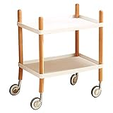 Küchenwagen Insel Trolley, Servierwagen Massivholz, Servierwagen, Restaurant Geschirrsammlung, Weinwagen, 50 x 35 x 62 CM (White) Dekoration