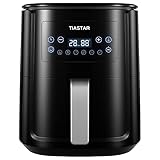 Tiastar Heißluftfritteuse 5,5L mit Digitalem LED-Touchscreen, Airfryer XXL mit einstellbare Temperatur und Timer, Heissluftfriteuse mit Antihaft Frittierkorb,1700W Schwarz