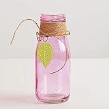 Sudemota Statue Statuen Sammlerfiguren Skulptur Kleine Frische Farbige Glasvase Dekorationsvase Tischblumeneinsatz Dekoration Farbe Transparent Mini Glasflasche Blume (Color : Pink)