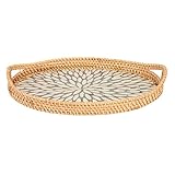 Ghulumn Neue Rattan Muschel Tablett Kreative Gewebte Snack Lagerung Korb Für Wohnzimmer Obst Korb Haushalt Lagerung Tray, S