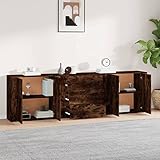 Tidyard 3 STK. Sideboard Schubladenschrank Beistellschrank Anrichte Standschrank Komoden mit Schubladen Mehrzweckschrank Holzwerkstoff Räuchereiche