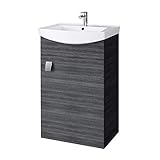 Planetmöbel Waschbecken mit Waschbeckenunterschrank/Waschtisch-Unterschrank 45cm Gäste Bad WC (Anthrazit)