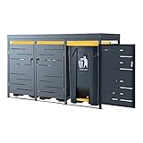 [en.casa] Mülltonnen Verkleidung 'Salching' Aufbewahrugsbox für 3 Tonnen Mülltonnenbox Anthrazit 122x196x80cm