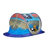 Relaxdays 10022451 Spielzelt Piratenschiff für Jungen, Pop Up Kinderzelt für Innen & Outdoor, Piratenzelt HxBxT 68x170x85cm, blau