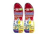 Somat Excellence Duo Power Gel (2x58 Spülgänge) Spülmittel für die Spülmaschine für strahlend sauberes Geschirr auch im Eco-Programm & bei niedrigen Temperaturen, Zitrone & Limette