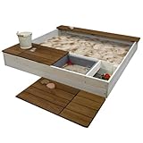 Meppi Sandkasten braun/Weiss - Sandkiste aus Holz - Sandbox - Laboe