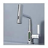 Ksunun Waschtischarmatur Mit Herausziehbarer Brause, Waschbecken Armaturen, Wasserhahn Bad Mit Digitaler Temperaturanzeige, Armatur Waschbecken, Waschtischarmaturen, Mischbatterie Waschbecken