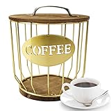 Kaffeekapsel-Halter, große Kapazität, K-Tassen-Kaffeepads-Organizer, Kaffee-Milchkännchen-Behälter, Kaffeekapsel-Aufbewahrungsbecher, Espresso-Aufbewahrungskorb, Kaffee für Bar-Anzahl (C-Gold)