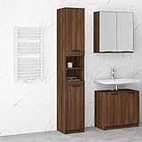 ZEYUAN Badschrank, Bad Kommode, Badezimmer Möbel, Badzimmer Schrank, Aufbewahrungsschrank, Bad Schrank, Braun Eichen-Optik 32x34x188,5 cm Holzwerkstoff