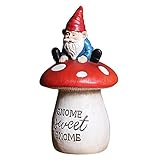 Zuoyue Harz Zwerg Gartendeko Figuren Gartenzwerge für Außen Garten Balkon Rot Weiß Pilz Zwerg Dekoration für Wohnkultur für Haus, Rasen, Balkon Dekoration (A, One Size)