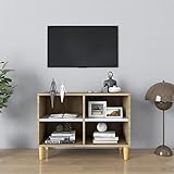 BULANED TV-Schrank, Fernsehtisch, Tv Lowboard, Fernsehschrank, Tv Bank, Tv Table, Tv Kommode, mit Massivholz-Beinen Weiß Sonoma-Eiche 69,5x30x50cm