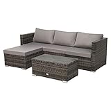 SVITA Queens Poly Rattan Sitzgruppe Couch-Set Ecksofa Sofa-Garnitur Gartenmöbel Lounge Schwarz, Grau oder Braun (Braun)