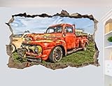 Wandtattoo Old Rusty Truck Vintage Wall Sticker Poster 3D Art Mural Decal Office Decor