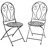 Raburg 2er-Set Gartenstuhl Mayla in SCHWARZ, Deko-Metall-Klappstuhl-Set im nostalgisch, antikem Design, kunstvolle Verzierungen mit elegant geschwungener Linienführung