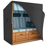 REVALA [135cm] Strandkorb Schutzhülle, Winterfest und UV Beständig, 600D Oxford Gewebe, Strandkorbhülle Wasserdicht, 135x105x160cm BxTxH, schwarz