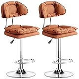 ARTSIM 2 Stück Drehstühle, verstellbare Barhocker, Moderne Möbel, für Theken, Schönheitssalons, hohe Hocker, PU-Rückenlehne, doppelschichtiger Sitz (Farbe: Orange) (Orange)
