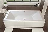 ECOLAM große Badewanne Wanne Borneo Rechteck Design Acryl weiß 200x90 cm + Ablaufgarnitur Ab- und Überlauf Automatik Füße Silikon Mittelablauf ideal für Zwei