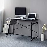 Kleiner Schreibtisch für Zuhause, Computertisch, Schreibtisch, Laptoptisch mit Aufbewahrungstasche und Kopfhörerhaken für kleine Räume, einfache Arbeitstische für Schlafzimmer, Zuhause, Büro