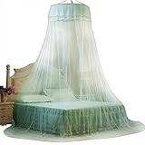 NDNCZDHC Rosa Betthimmel Für Mädchen, Schlafzimmer-Dekoration, Prinzessinnen-Betthimmel-Bettvorhang, Hängendes Kuppel-Bettzelt Im Spitzenstil Für Twin- Bis King-Size-Betten(Blau)