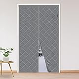 MAGZO Magnet Wärmeschutzvorhang für Türen 100 x 200 cm, Thermo Türvorhang Kälteschutz, Isolier Schutz Vorhang, Thermovorhang Wasserdicht Winddicht, für Balkontür, Grau