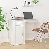Youuihom Schreibtische mit Schubladen und Schränken, Computer-Schreibtische, Schreibtisch Hochglanz-Weiß 100x49x75 cm Holzwerkstoff Geeignet für Schlafzimmer, Wohnzimmer, Büros, Schlafsäle